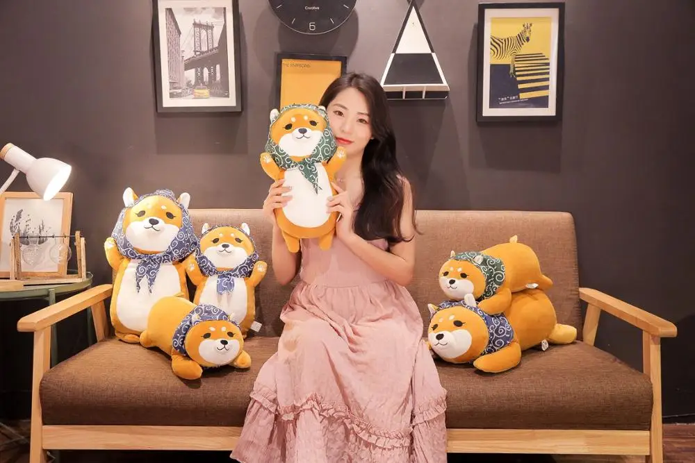 

Симпатичная Лежащая соломенная шляпа 45/60 см высокого качества, плюшевая кукла Шиба-ину, плюшевая хлопковая Подушка для сна, креативные рожд...