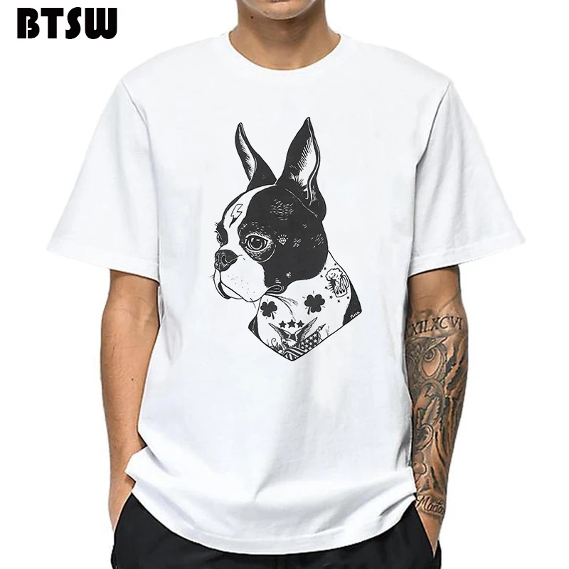 Новое поступление мужской Ария Старк забавная футболка татуированный Бостон-терьер панк собака Camisetas Mujer Футболка Harajuku уличная