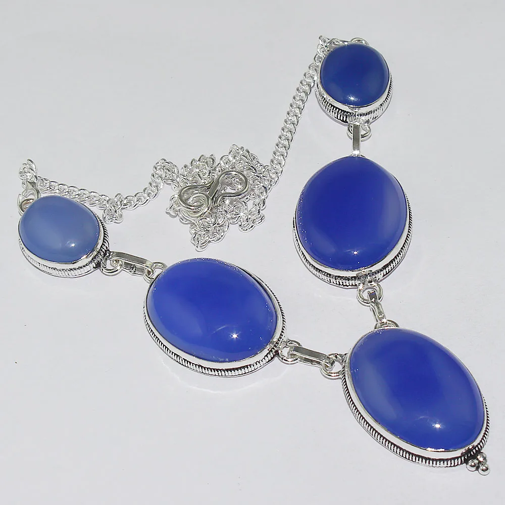 

Chalcedony Necklace Silver Overlay over Copper , 47.5cm, N1076
