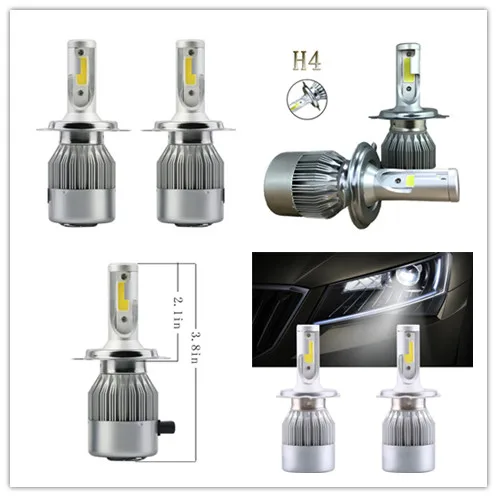 2 шт. COB H4 C6 10800LM 36W 6000K Светодиодные Автомобильные фары комплект Hi/Lo Turbo лампочки
