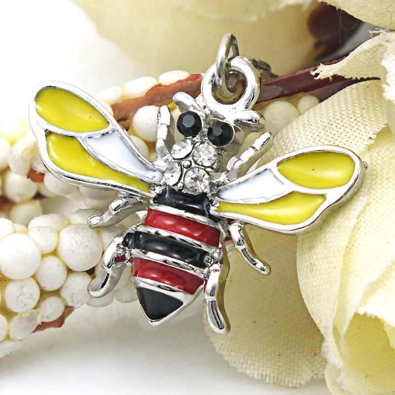 

JINGLANG Wholesale price Colorful Crystal Bee Charms Insect Pendant For Jewelry Making Diy Accessories 50 Psc