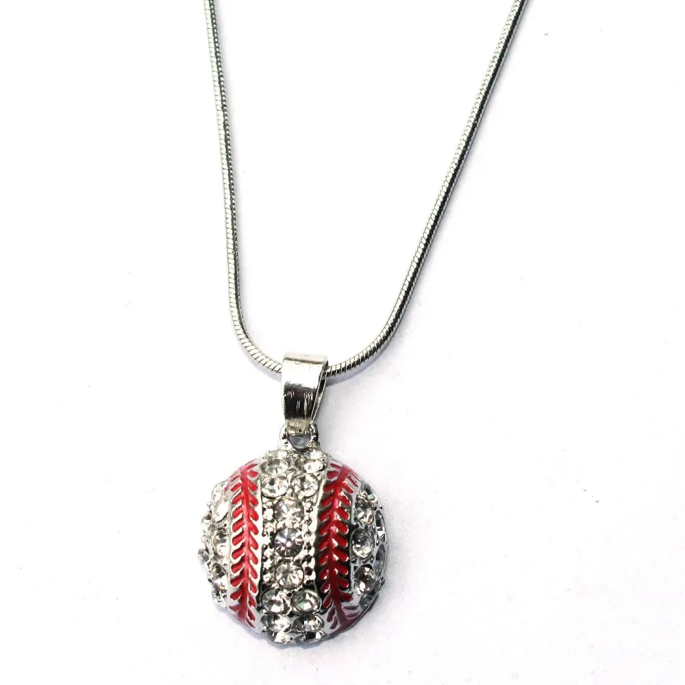 1.7cm Crystal Baseball Pendant Snake Chain Necklace Fashion Sports Jewelry Best Friend Gift for Team Club Base Ball Lovers | Украшения и
