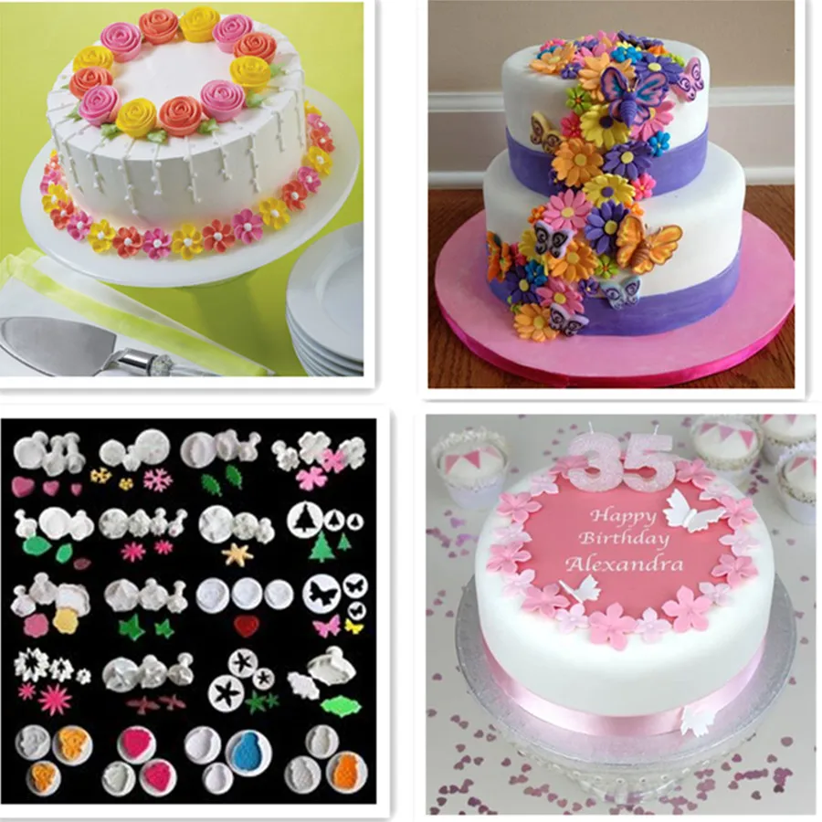 46 шт./компл. для цветов из мастики Sugarcraft Плунжер резак украшения тортов печенья