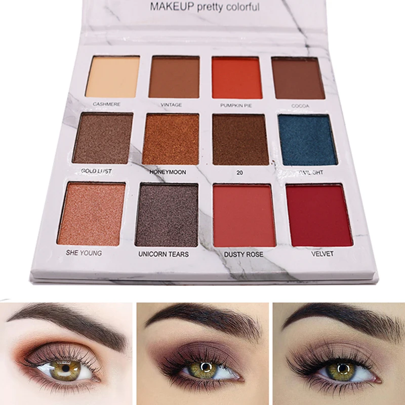 12 Colors Nude Shining Eyeshadow Palette Glitter Eyes Pigment Smoky Eye Shadow Pallete Waterproof Cosmetics D1 |