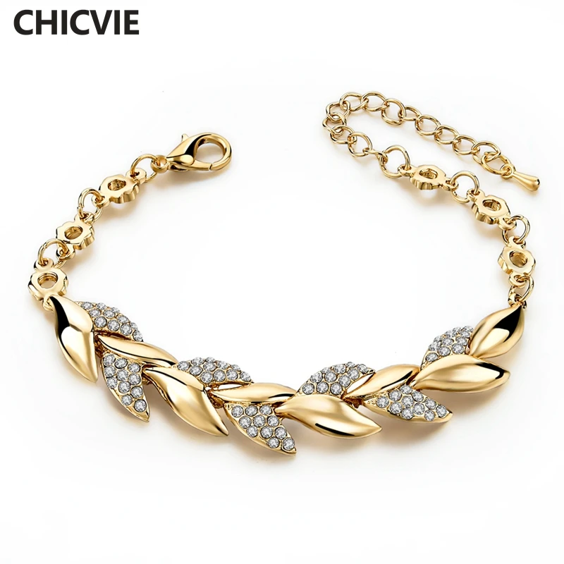 Женский браслет с камнями CHICVIE роскошный золотистого цвета кристаллами