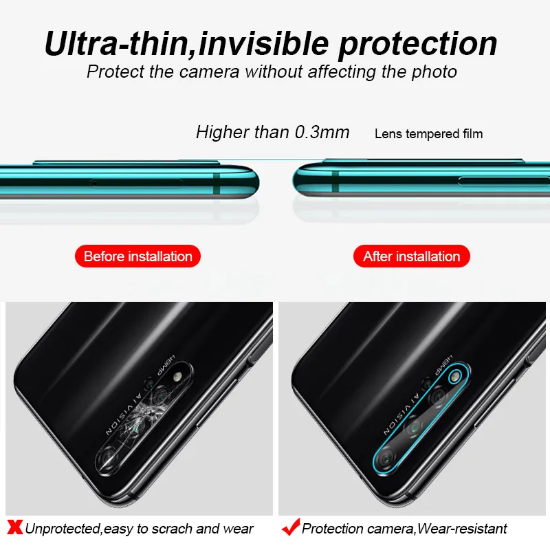 For Honor 10 Lite 9H Back Camera Lens Screen Protector Film Huawei 20 Pro 9 8X 8C 10i 20i Tempered Glass | Мобильные телефоны и