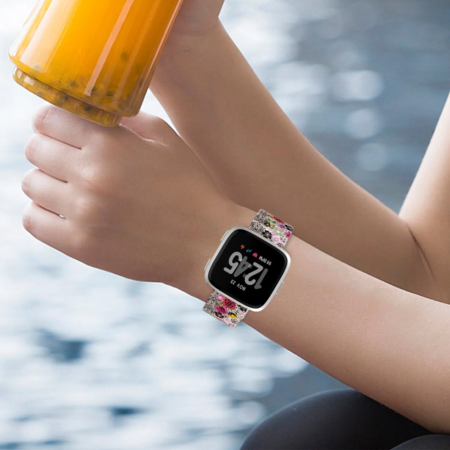 Ремешок с цветочным принтом для Fitbit Versa Band, силиконовые в форме цветка Браслет Fitbit Versa сменные браслеты браслет Ремешки для наручных часов