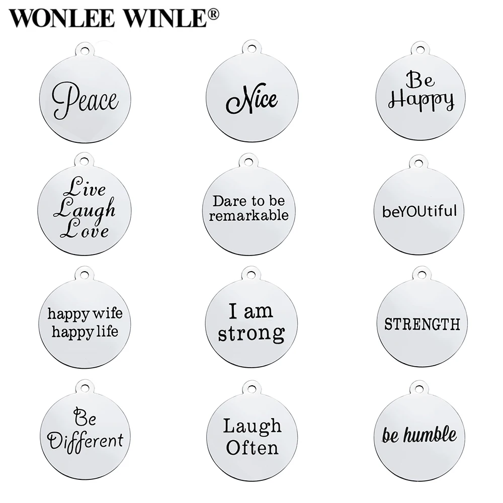 Wonlee Winle 316l нержавеющая сталь мир Будьте счастливы вдохновляющие буквы круглые