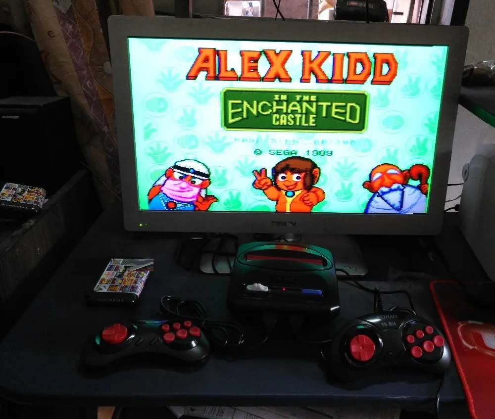 FEIHAO Ретро ТВ Видео игровая консоль для MegaDrive 16 бит игровой Картридж с 14 встроенными играми и 18 в 1 игровая карта AV выход