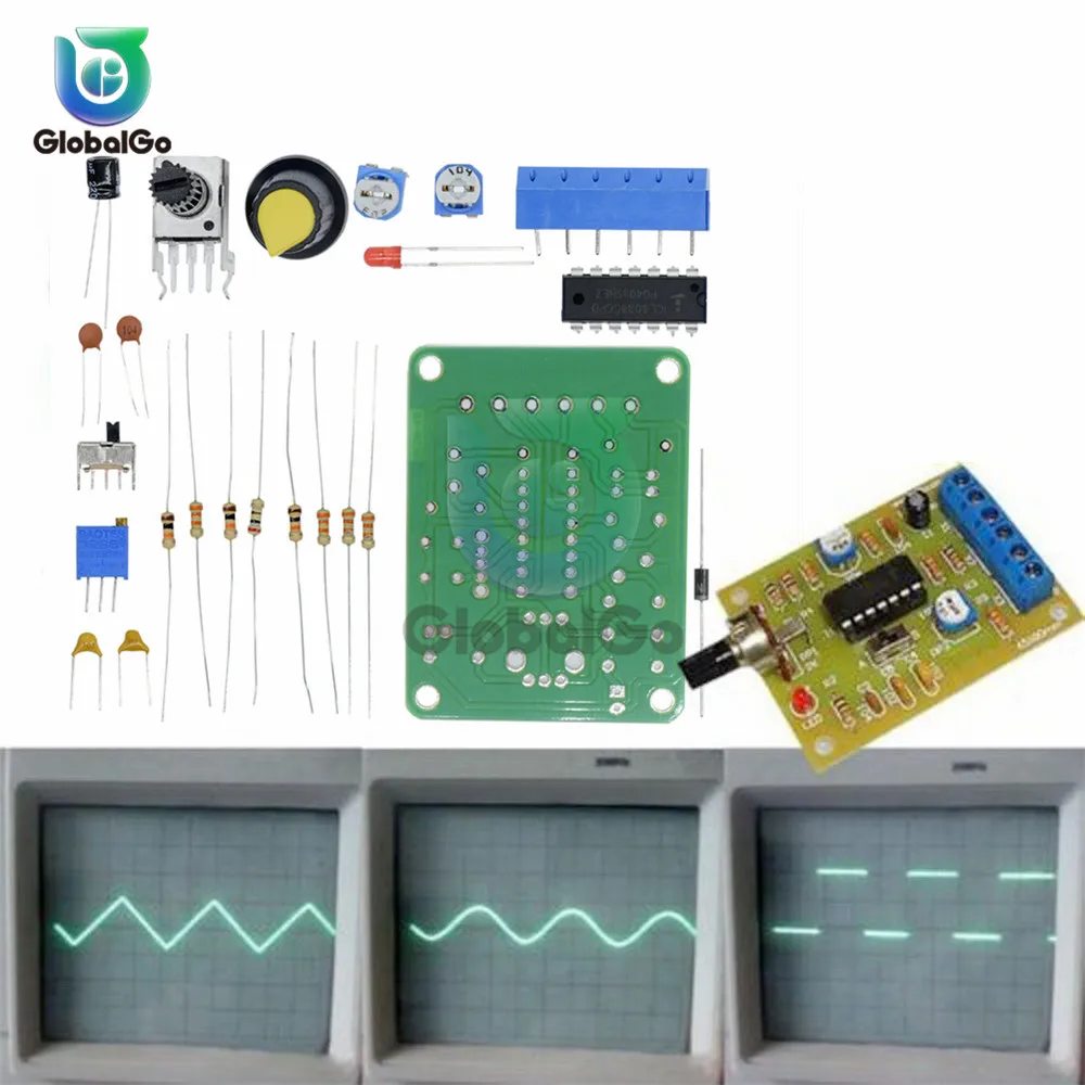 

1 Set 50-5KHz DC 12V ICL8038 Monolithic Function Signal Generator Module Sine Square Triangle DIY Kit