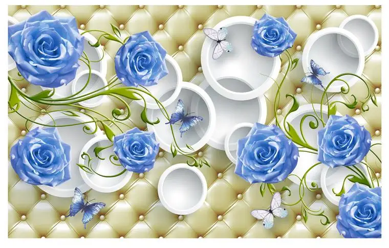 Custom photo wallpaper 3d murals wall Modern fashion blue rose elegant soft package 3D stereo background papers home decor | Обустройство