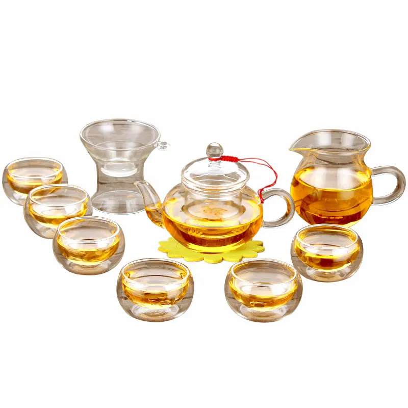 250 мл/400 мл/600 мл Pyrex стеклянный чайный набор прозрачный чайный набор кунг-фу чайник Чайный фильтр для чашки чая A