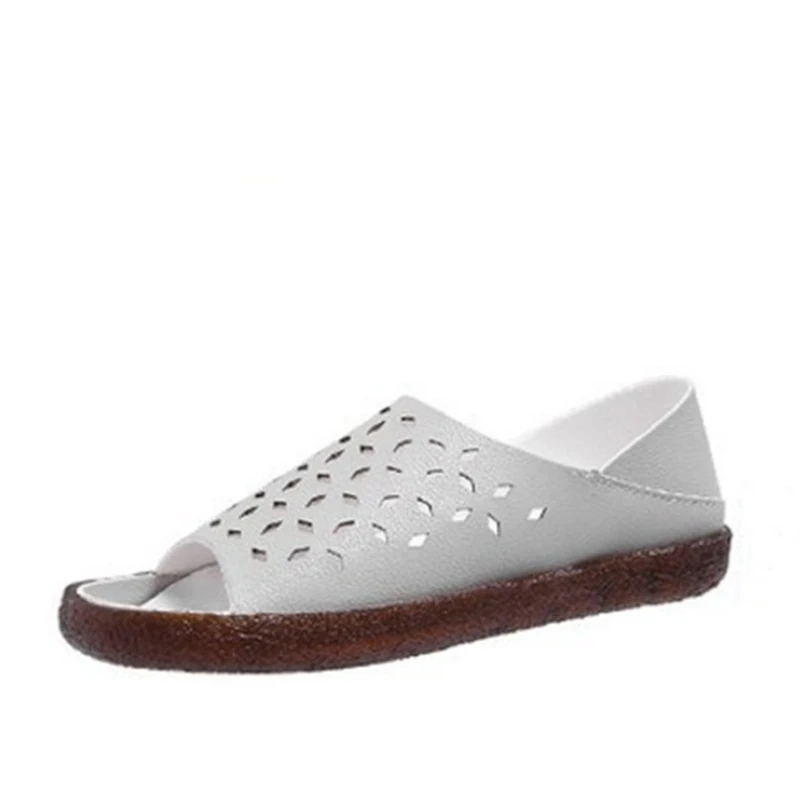 Для женщин выдалбливают летние сандалии без каблука дамы slip on мягкий комфорт