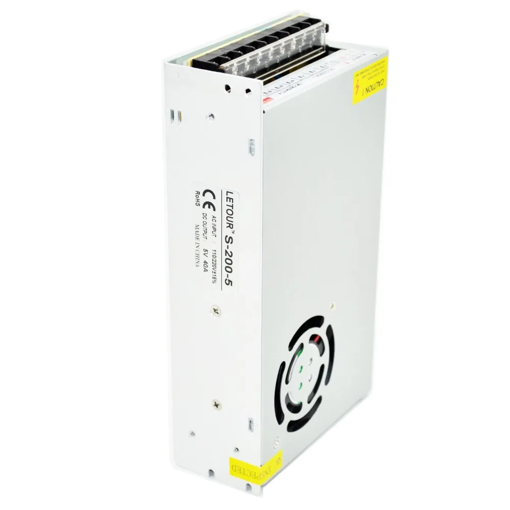 DC Power Supply 5V 40A AC 96V-240V Converter Adapter 200W LED Driver Switching for Strip DVR CE FCC Cert | Обустройство дома