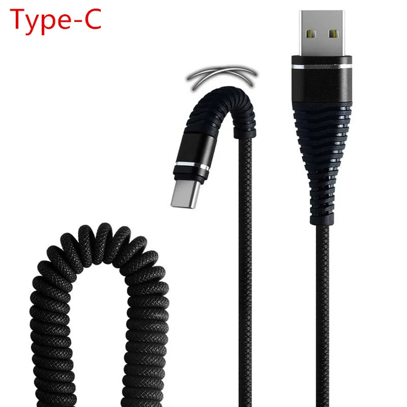 Micro USB 1,2 м удлиненный телефонный кабель прочный и портативный кабель Type-c для быстрой зарядки и передачи данных для Android универсальные кабели - Цвет: For Type-C