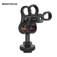 cold shoe mount adapter connector 1 ball to hot shoe with butterfly clip ball clamp for underwater camera diving housing case