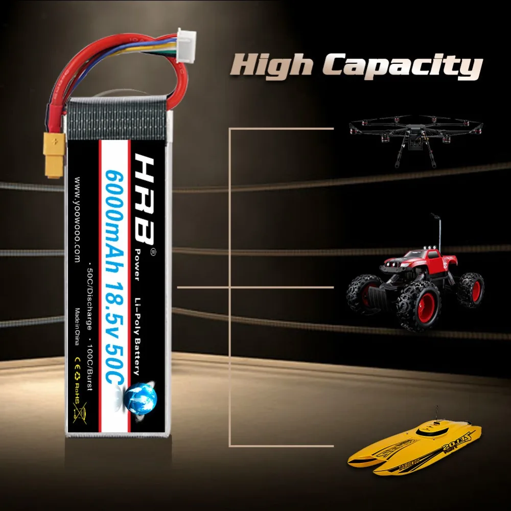 Аккумулятор HRB Lipo 18 5 в 6000 мАч 50C макс. 500 c Φ для F550 Logo вертолет Квадрокоптер лодка