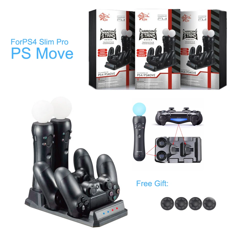 4 в 1 PS4 Slim Pro SONY Playstation PS VR Move контроллеры движения зарядное устройство док-станция