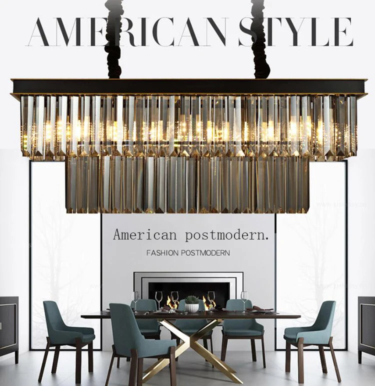 Обеденный стол, столовая лампа, люстра, Хрустальная, прямоугольная, творческая личность, столовая лампа, бар, современная люстра