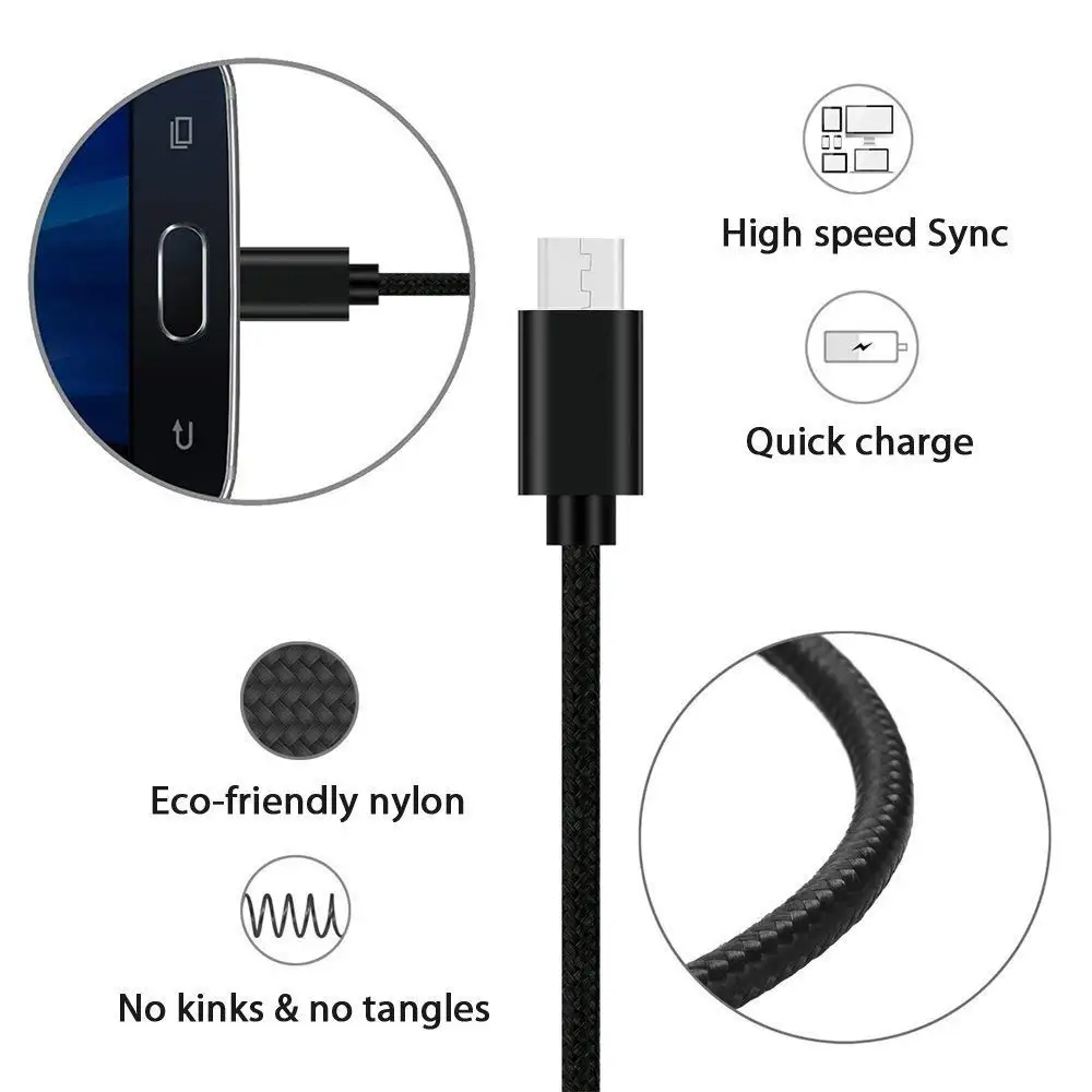 0,25/1/2/3 м нейлоновые Кабель Micro-USB в оплетке со сверхдолгой кабель для быстрой зарядки передачи и синхронизации данных USB кабель для XiaoMi samsung sony htc LG