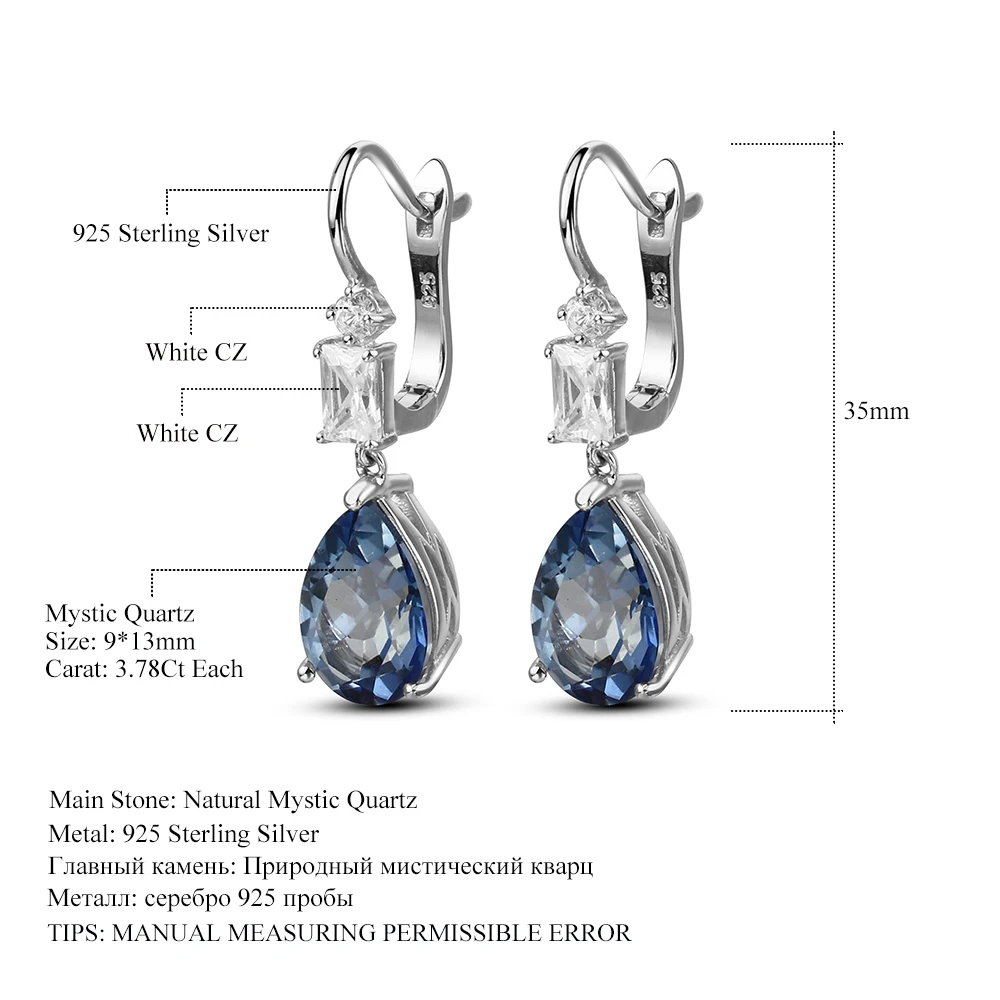 

Gem's Ballet Natural Iolite Blue Mystic Quartz Classic Earrings For Women Wedding 925 Sterling Silver Drop Earrings Fine Jewelry