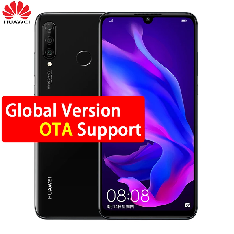 Смартфон HUAWEI P30 Lite Nova 4e 6 15 дюймов 2312x1080 Kirin 710 Восьмиядерный 3340 мАч 4 * камеры