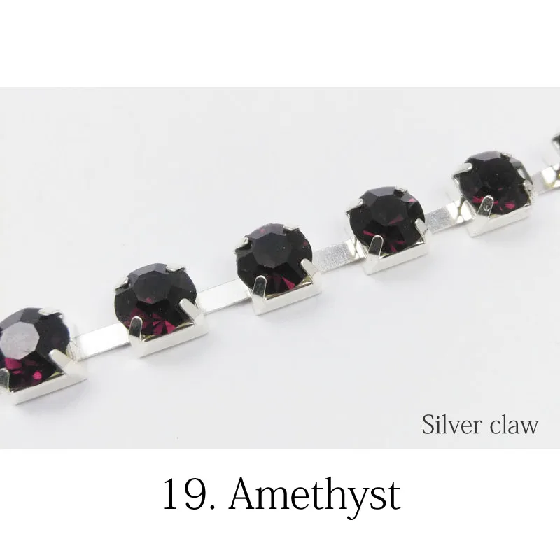 Amethyst Новая распродажа SS28 с украшением в виде кристаллов Стразы Кубок цепи 1/3/5 ярдов 32 цвета кристаллами серебряные цепочки для одежды и платьев - Цвет: Amethyst