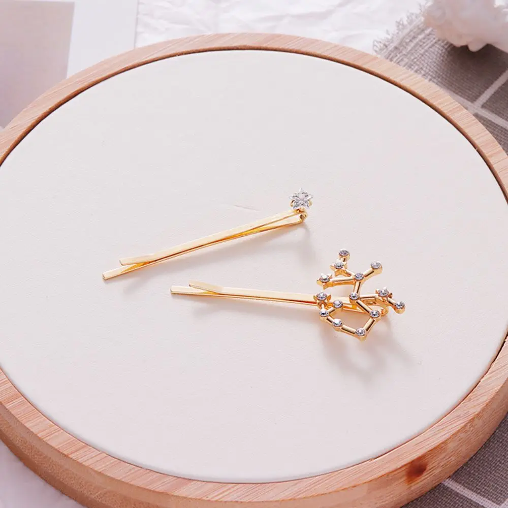 

2PC Cute Twelve Constellation Crystal Alloy Hair Clips for Women Barrettes Simple Hairpins Headwear Fashion Hair Accessories