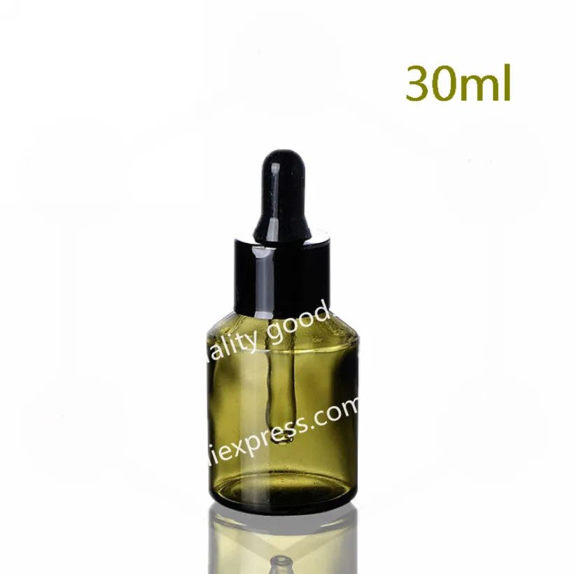 

Free shipping 500pcs 30ml green glass bottle with dropper, essential oil packing bottle dropper bottle with roblique angle