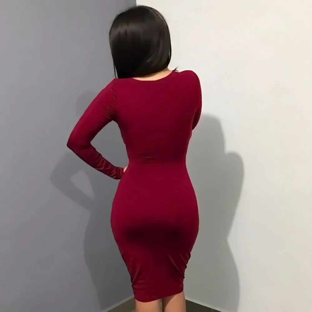 С длинным рукавом эластичный хлопок теплая Платья для вечеринок Vestidos