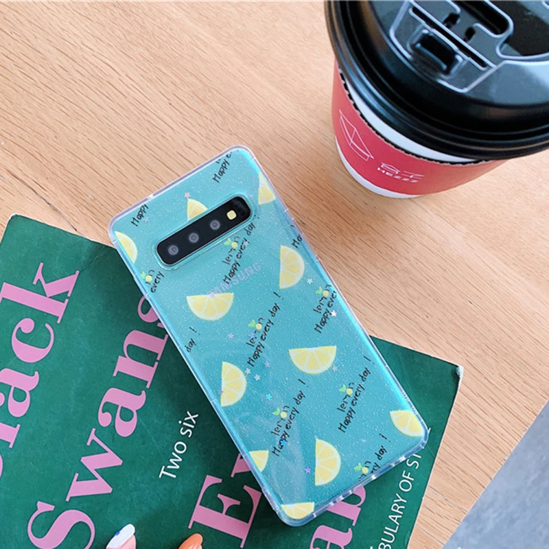 YHBBCASES модные блестящие прозрачные мягкие чехлы для samsung Galaxy S8 S9 S10 Plus летние
