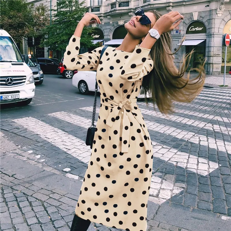 Женское офисное платье Susi & Rita Элегантное повседневное в горошек с длинным