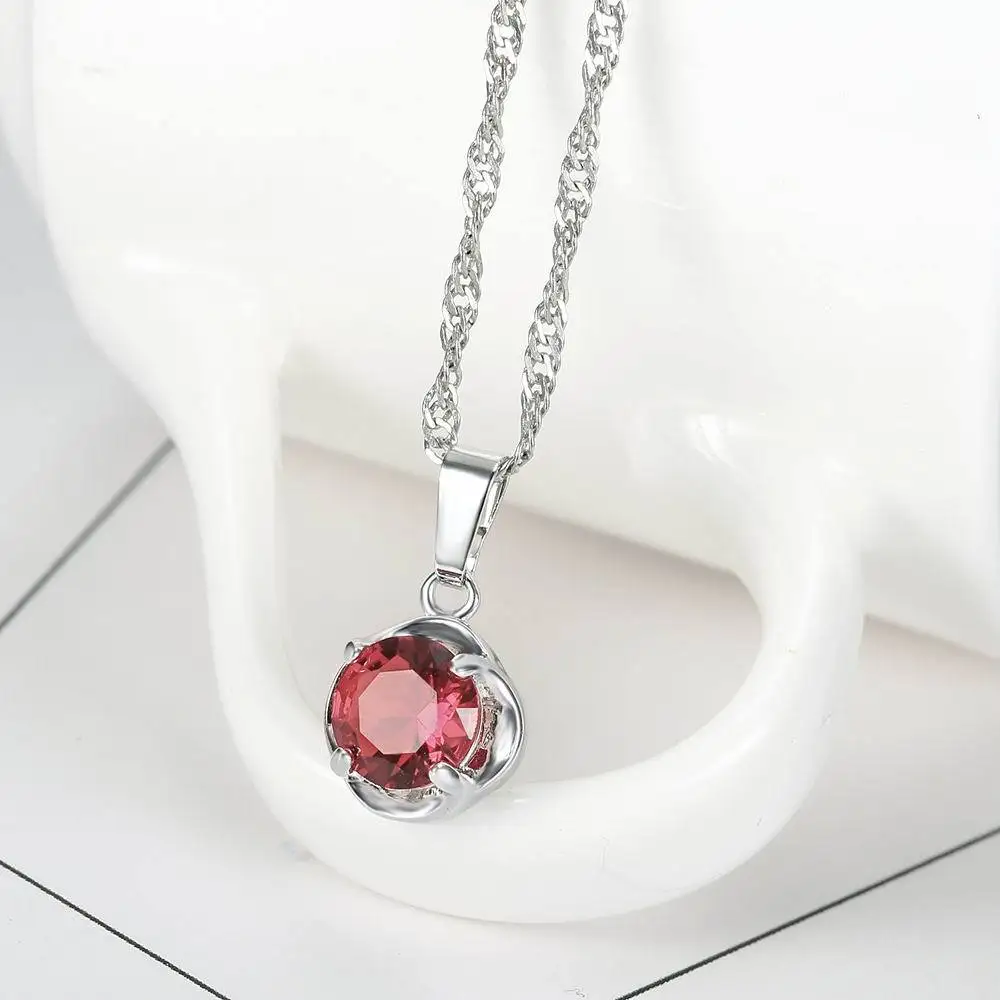 Women's Wild Joker Chains of Clavicles Necklace Round Red CZ Pendant Temperament Lady's Jewelry | Украшения и аксессуары