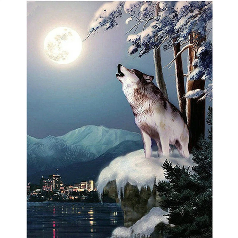 

Full Square/Round DIY Diamond Embroidery Wolf 5D Diamond Painting Rhinestone Mosaic Decor HYY