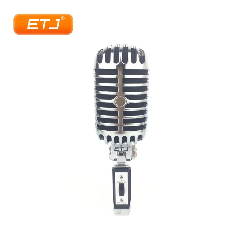 Вокальный Караоке динамический ретро микрофон 55SH серебряное металлическое