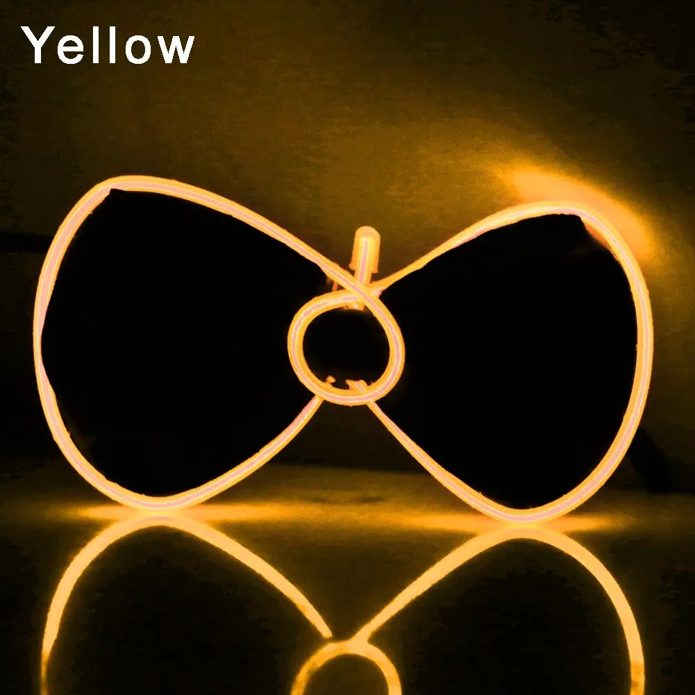 yellow Светодиодный EL галстук на проволоке, светящийся Неоновый мигающий свет, галстук-бабочка для клуба, косплей, вечеринка, украшение для мужчин и женщин - Цвет: yellow