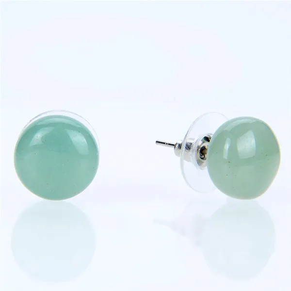 green aventurine Новинка 1 пара покрытый серебром натуральный камень аметисты розовый цвет Quartzs форма бусины Серьги гвоздики для женщин девушка мода ювелирные изделия подарок - Окраска металла: green aventurine