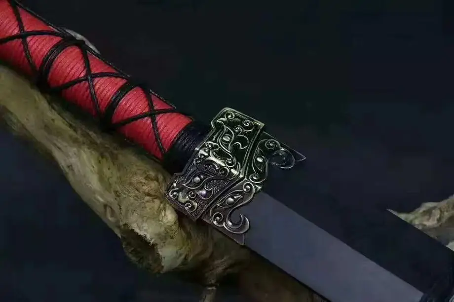 Ручная ковка искусственная кожа Высокоуглеродистая сталь Wu Shu Han Jian Full Tang можно