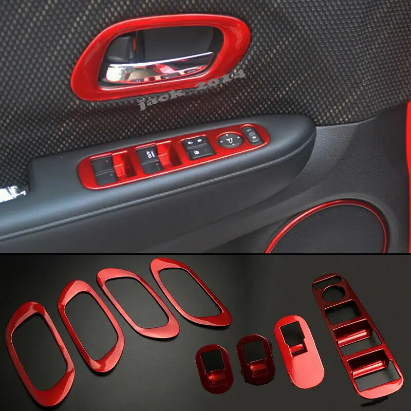 

Red Inner Window Switch Trim Cover 4pcs/set Fit for Honda Vezel HRV 2014 2015 2016