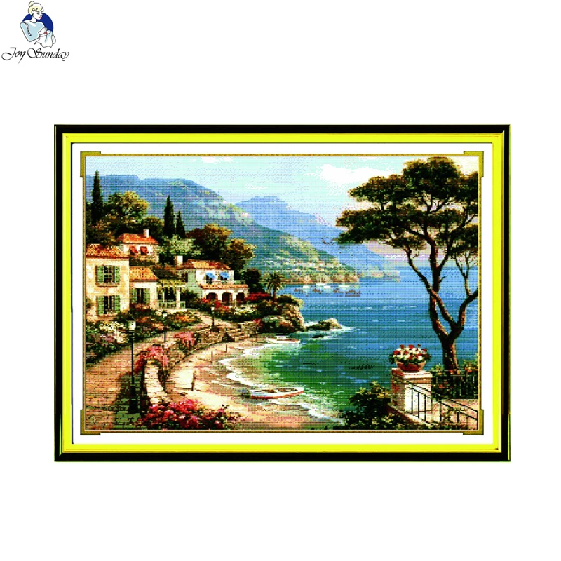 

Joy Sunday Embroidery Floss Wall Decoration Needlepiont Cross Stitching Needlework Set Printed Cross Stitch Harbor Of Love