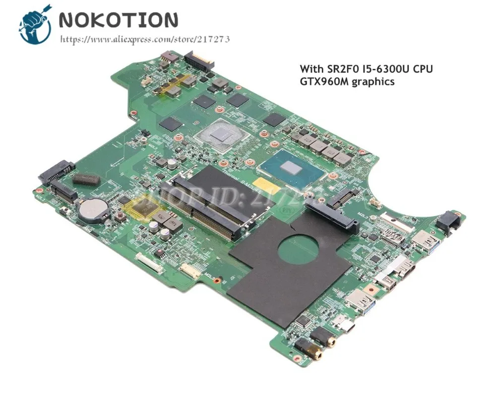 

NOKOTION For MSI MS-17951 MS-1795 GP62 7QF-1843UK MS-16J51 Laptop Motherboard SR2F0 I5-6300U CPU GTX960M graphics
