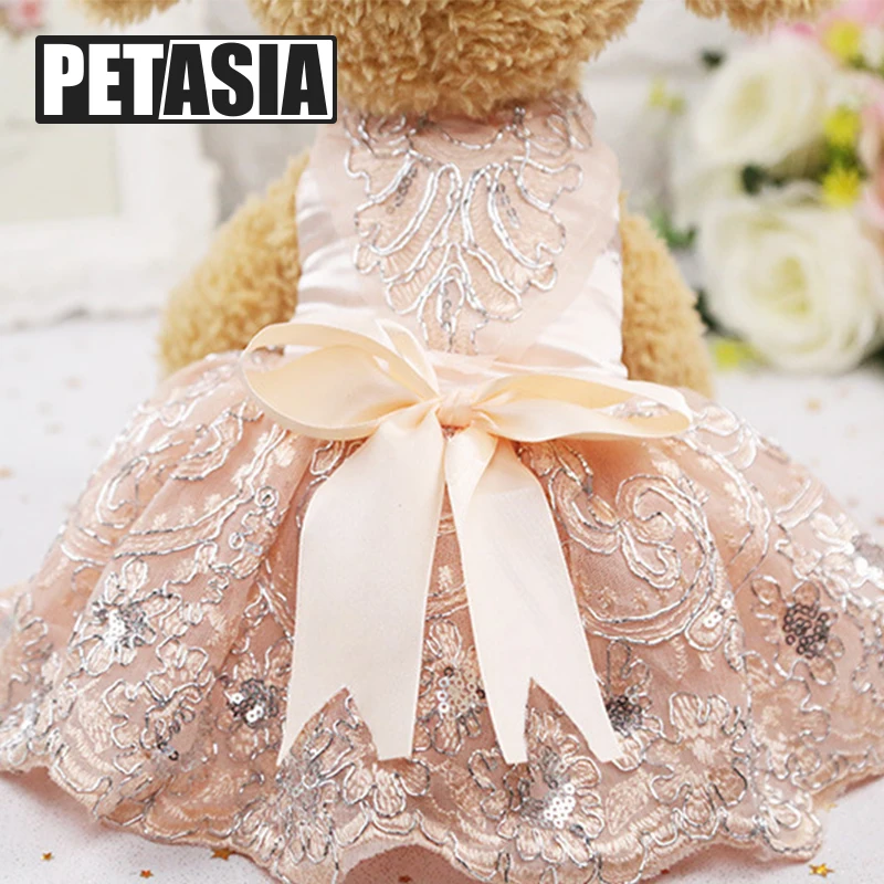 PETASIA/Новые платья для собак одежда летние кружевные костюм щенков свадебное