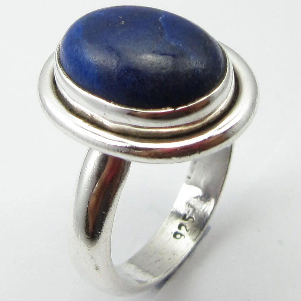 . Серебряный Темно-синие ЛАЗУРИТ КОЛЬЦО Размеры 7! Для женщин ювелирные изделия |