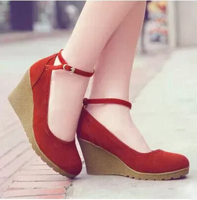 Autumn Vintage Flock Round Toe Platform Wedges Shoes For Women Classic  Women Wedges Office Heels Ladies High Heels Shoes Woman - купить по  выгодной цене | AliExpress