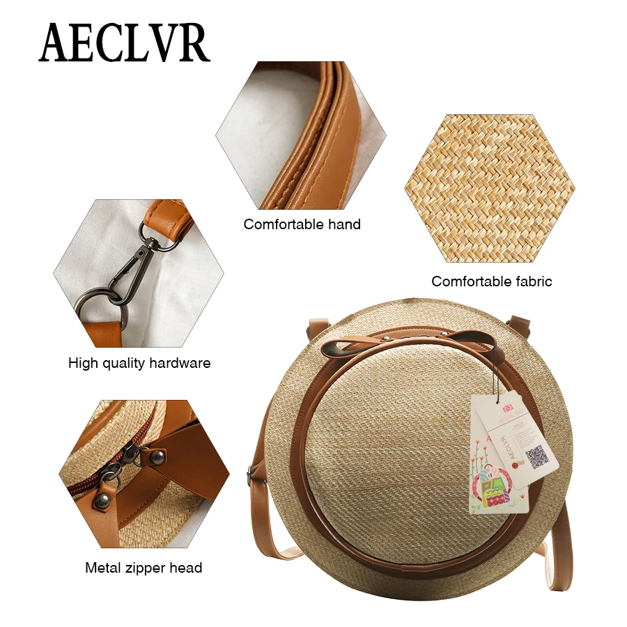 AECLVR круглые соломенные сумки для женщин летняя сумка из ротанга ручной работы