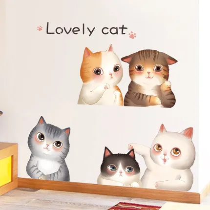 Милый Кот детские комнаты украшение наклейка на стену сделай сам мультяшное
