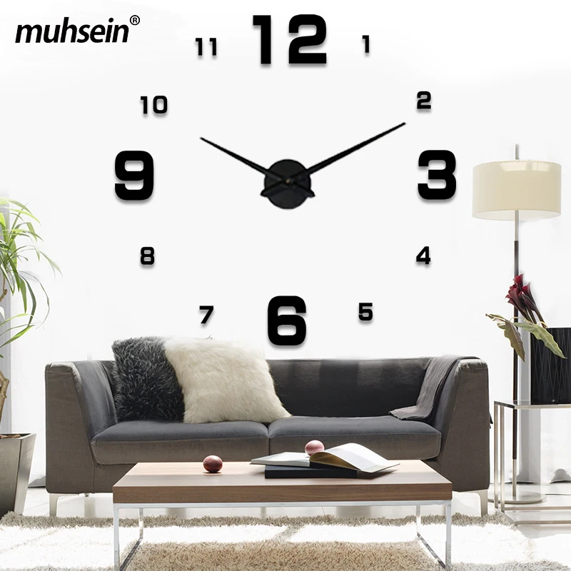 Большие 3D акриловые современные дизайнерские цифровые настенные часы 2020