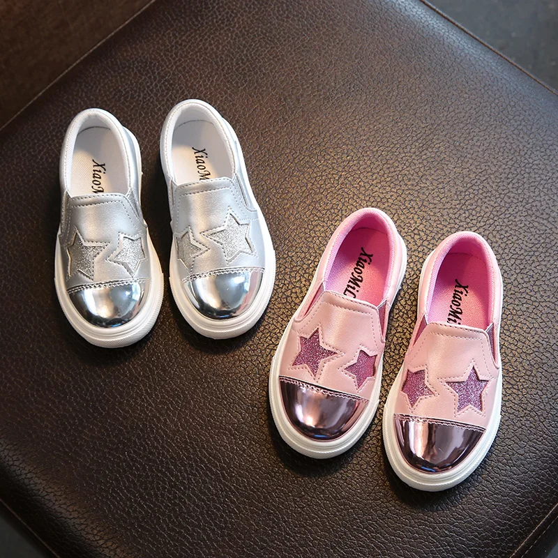2019 Spring Autumn kids sneakers for boys girls slip on breathable casual shoes fashion children's silver pink 21-30 C554 | Детская