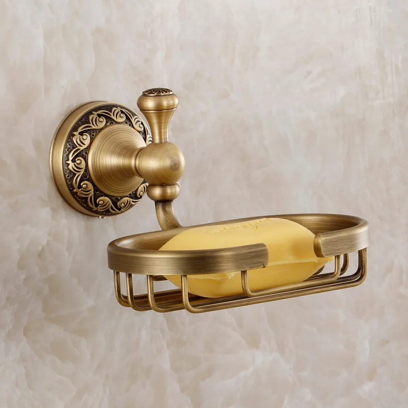 Beelee BA7709A Antique Brass Soap Holder Copper Dishes Carved Pedestal basket/ soap base bathroom accessories | Обустройство дома