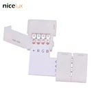 5 шт., 4-контактный угловой разъем L-образной формы 90 градусов для 10 мм 5050 RGB светодиодной ленты для соединения проводника, клеммная колодка без припоя